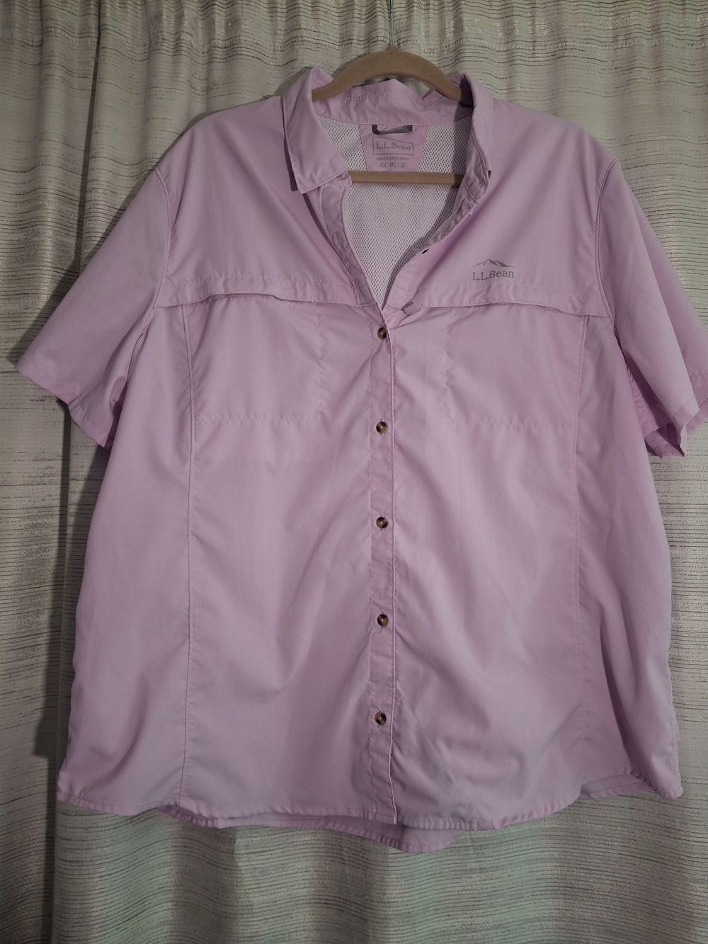 L.L. Bean Women’s Tropicware Sunblock Short-Sleeve Button-Down Shirt - Purple 2X